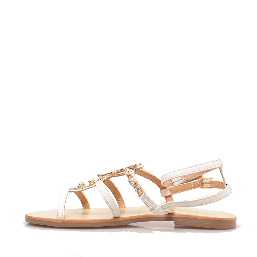 Sandali Flat PATRIZIA PEPE Girl linea Fly Gioiello Sandal in Pelle Bianca