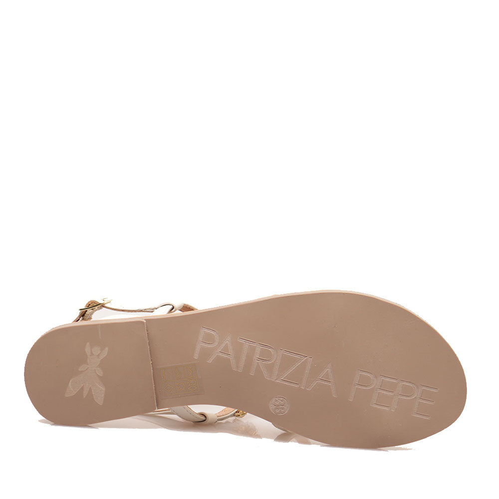 Sandali Flat PATRIZIA PEPE Girl linea Fly Gioiello Sandal in Pelle Bianca