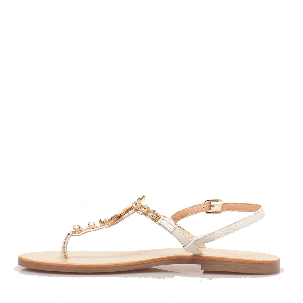 Sandali Infradito Flat PATRIZIA PEPE Girl linea Fly Gioiello Sandal in Pelle Bianca
