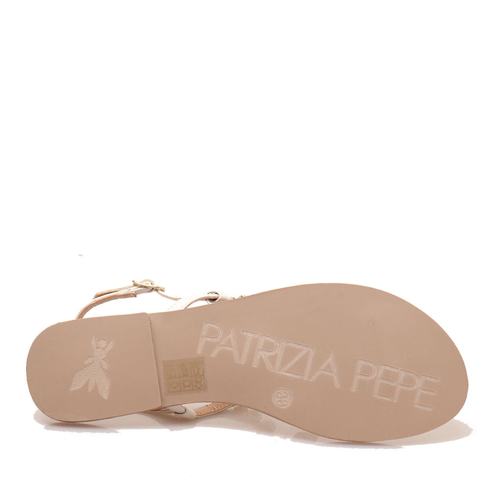 Sandali Infradito Flat PATRIZIA PEPE Girl linea Fly Gioiello Sandal in Pelle Bianca