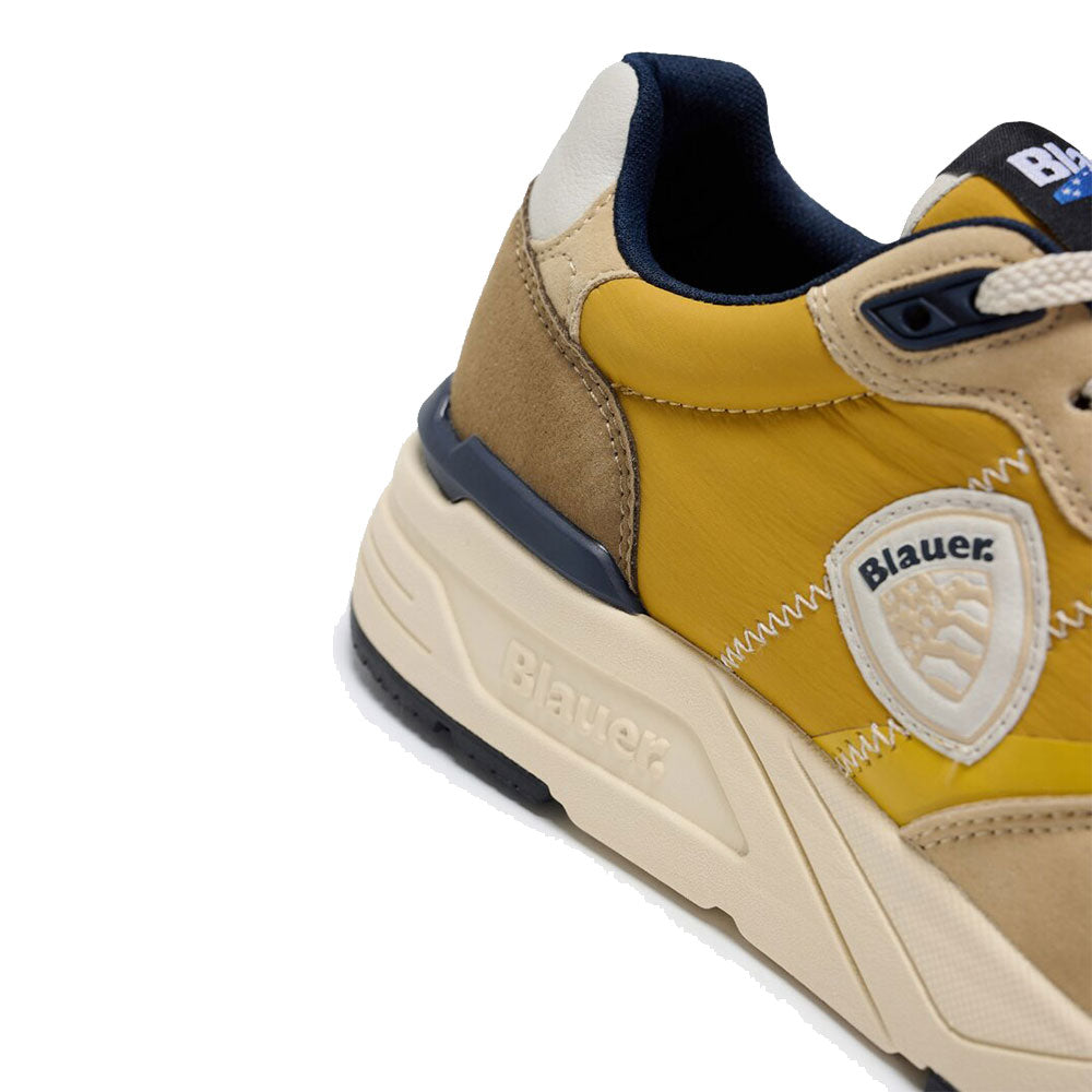 Sneakers Uomo BLAUER Ray 01 in Nylon e Suede Beige Yellow