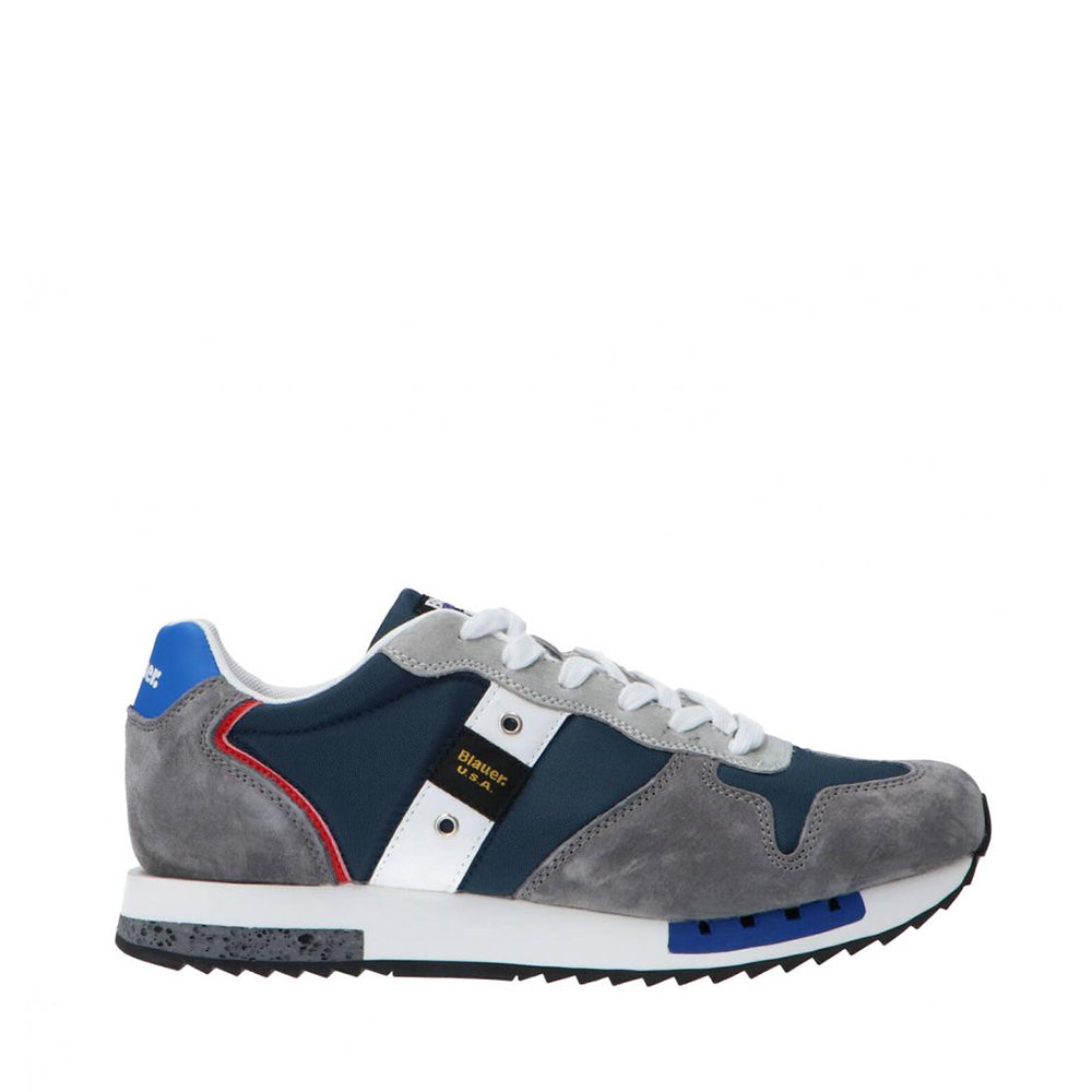 Sneakers Uomo BLAUER Queens 01 in Mesh e Suede Grey Navy