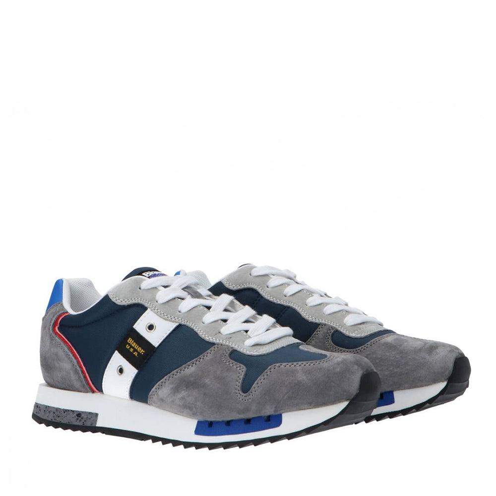Sneakers Uomo BLAUER Queens 01 in Mesh e Suede Grey Navy