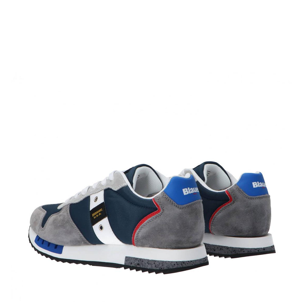 Sneakers Uomo BLAUER Queens 01 in Mesh e Suede Grey Navy