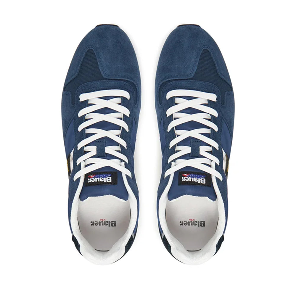 Sneakers Uomo BLAUER Queens 01 in Mesh e Suede Navy Royal