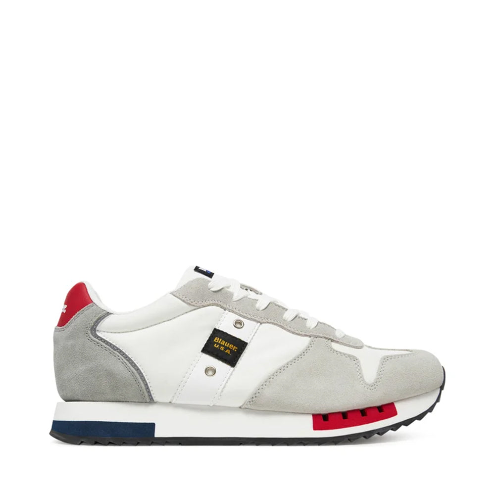 Sneakers Uomo BLAUER Queens 01 in Mesh e Suede White Red Navy