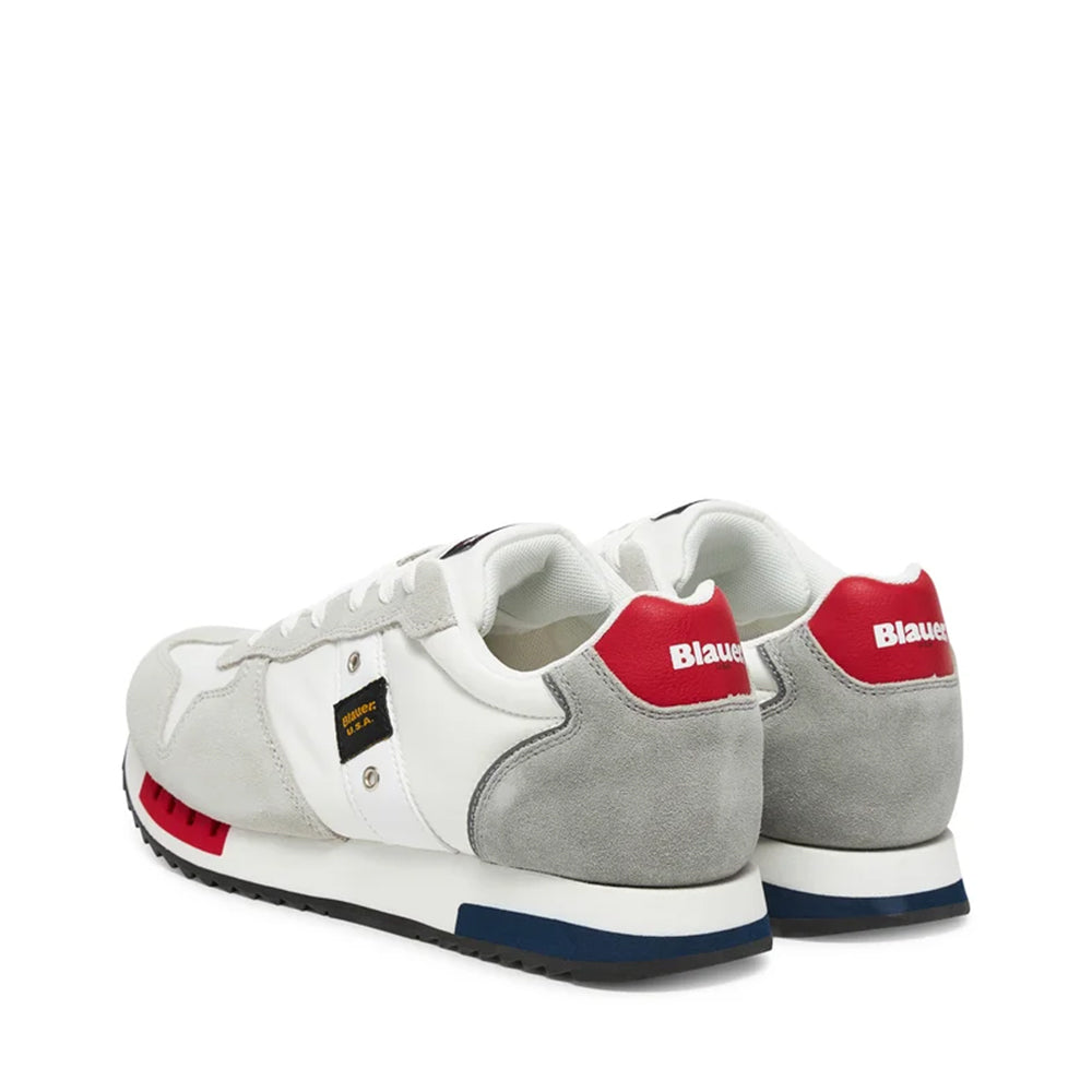 Sneakers Uomo BLAUER Queens 01 in Mesh e Suede White Red Navy