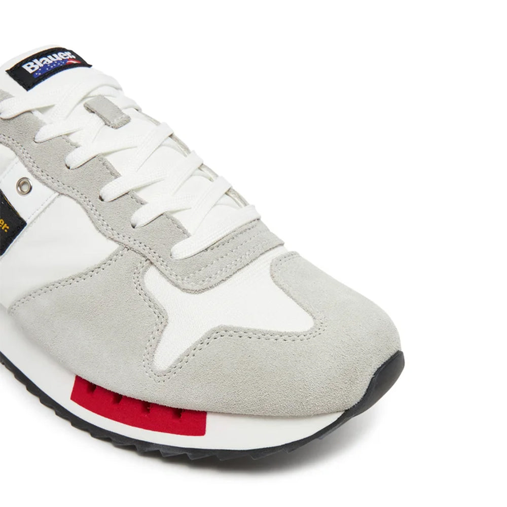 Sneakers Uomo BLAUER Queens 01 in Mesh e Suede White Red Navy