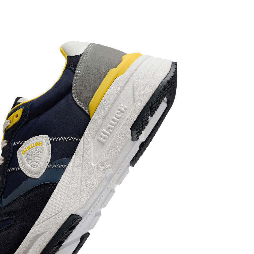 Sneakers Uomo BLAUER Ray 01 in Nylon e Suede Navy Yellow