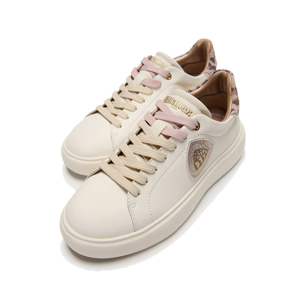 Sneakers Donna BLAUER linea Venus 01 in Pelle colore Cream Leopard