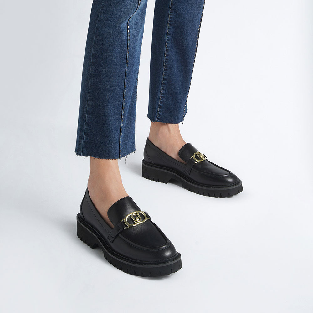 Damenschuhe LIU JO Cora 01 Mokassin aus schwarzem Leder