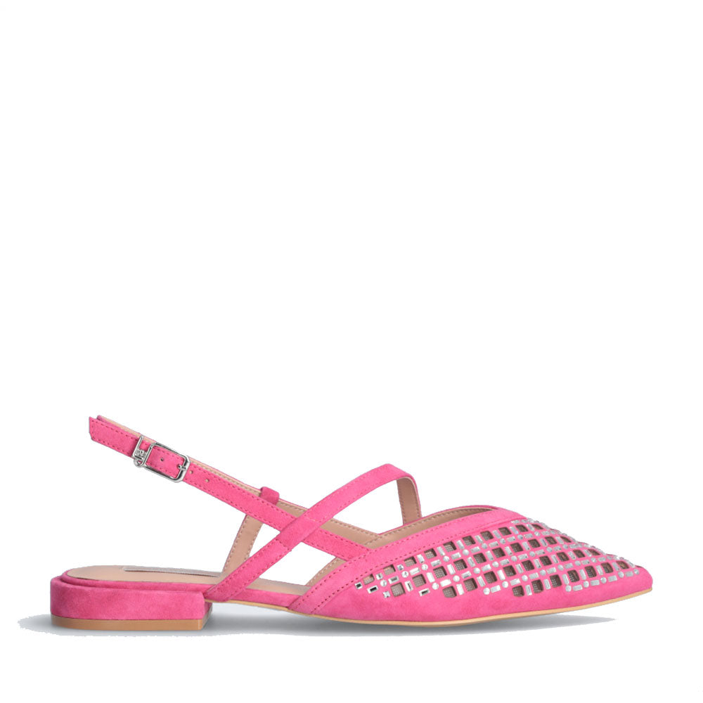 Scarpe Donna LIU JO Viola 08 Slingback in Suede Rosa con Strass