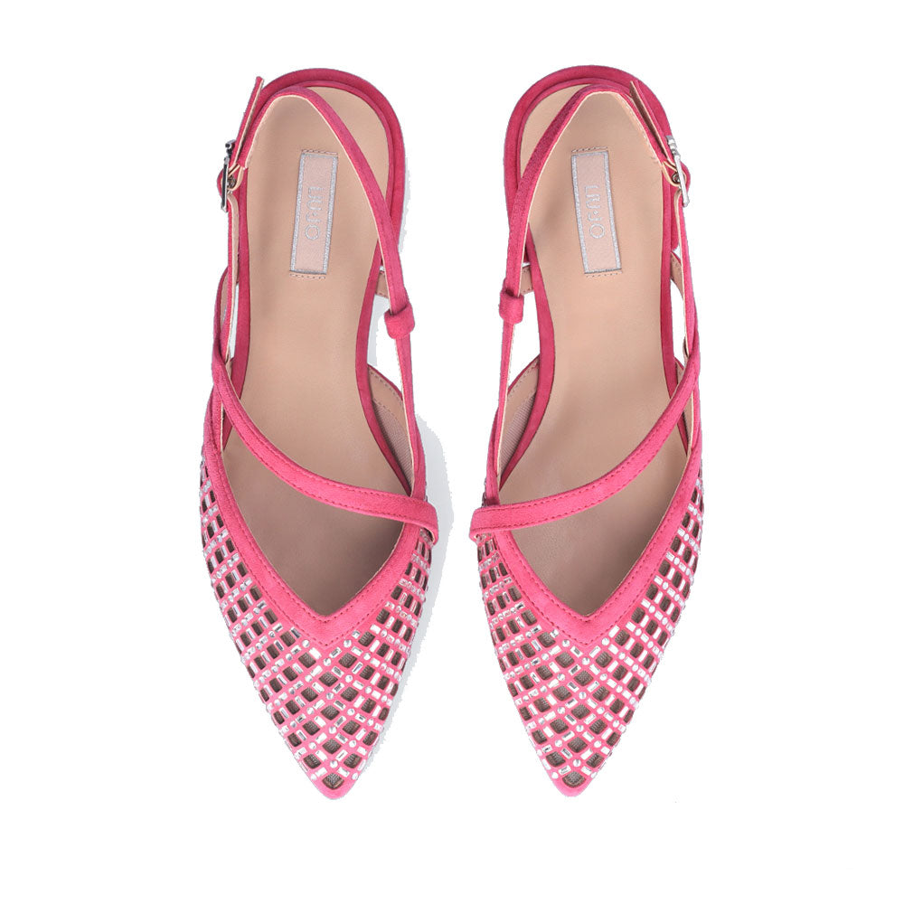 Scarpe Donna LIU JO Viola 08 Slingback in Suede Rosa con Strass