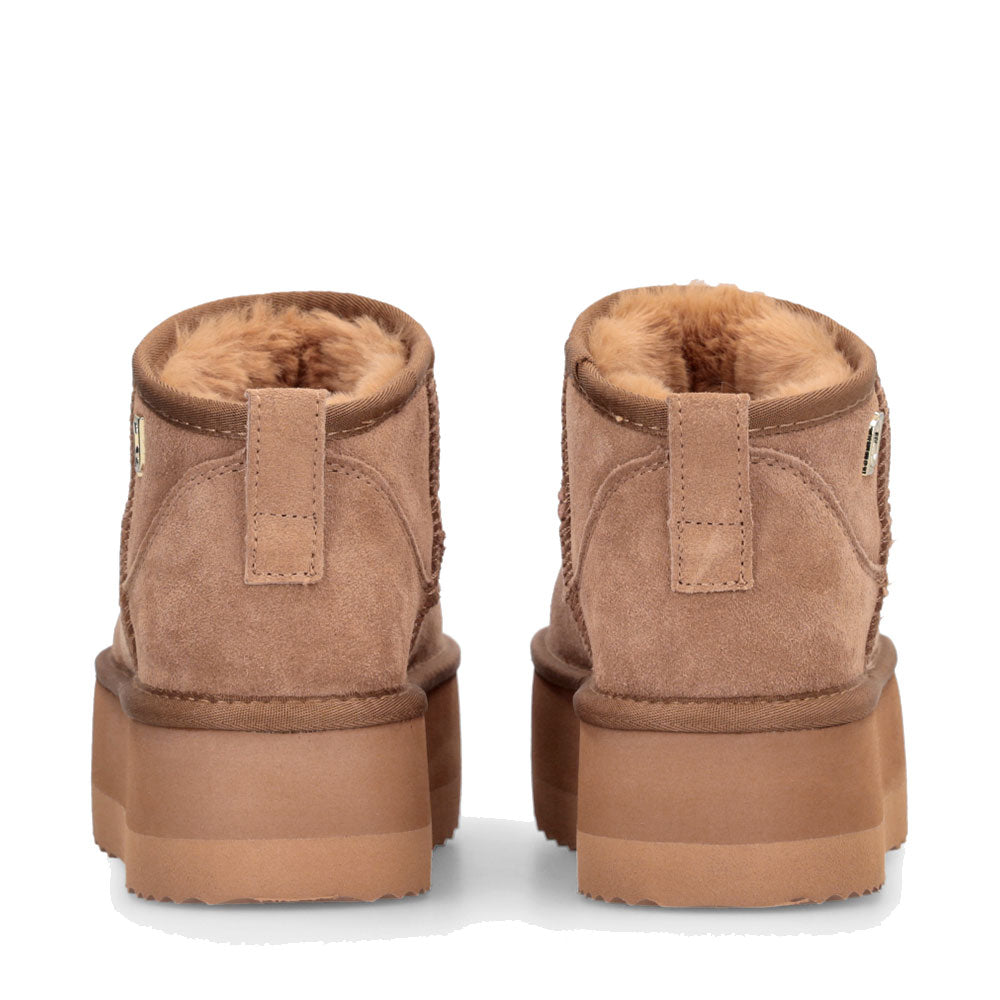 LIU JO Jane 01
Damenschuhe, gepolsterte Plateau-Stiefeletten aus Wildleder in der Farbe Cognac