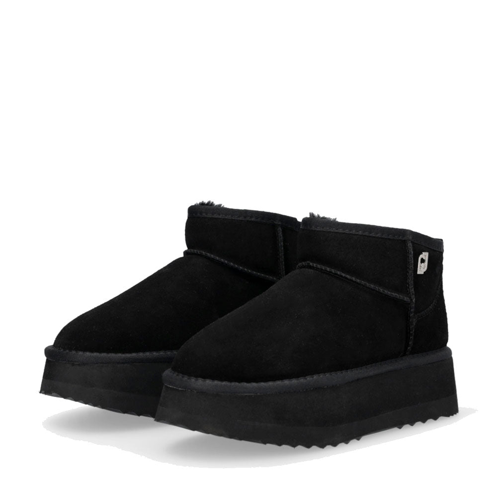Damenschuhe LIU JO Jane 01 gepolsterte Plateau-Stiefeletten aus schwarzem Wildleder