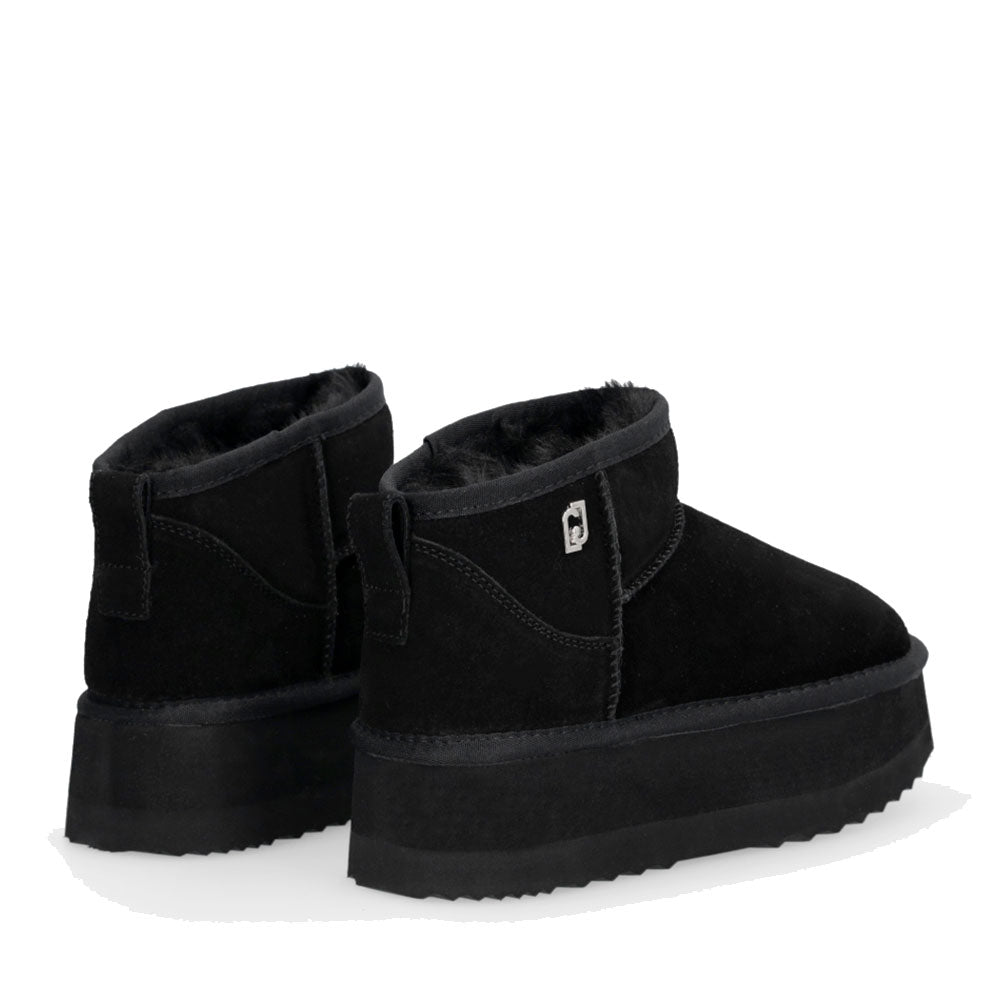 Damenschuhe LIU JO Jane 01 gepolsterte Plateau-Stiefeletten aus schwarzem Wildleder