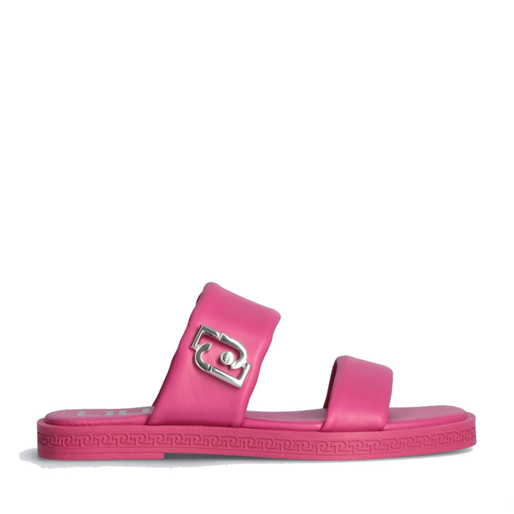 LIU JO Iman 01 Flache Hausschuhe aus fuchsiafarbenem Leder