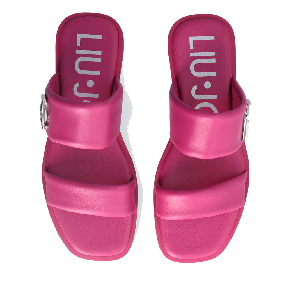 LIU JO Iman 01 Flache Hausschuhe aus fuchsiafarbenem Leder