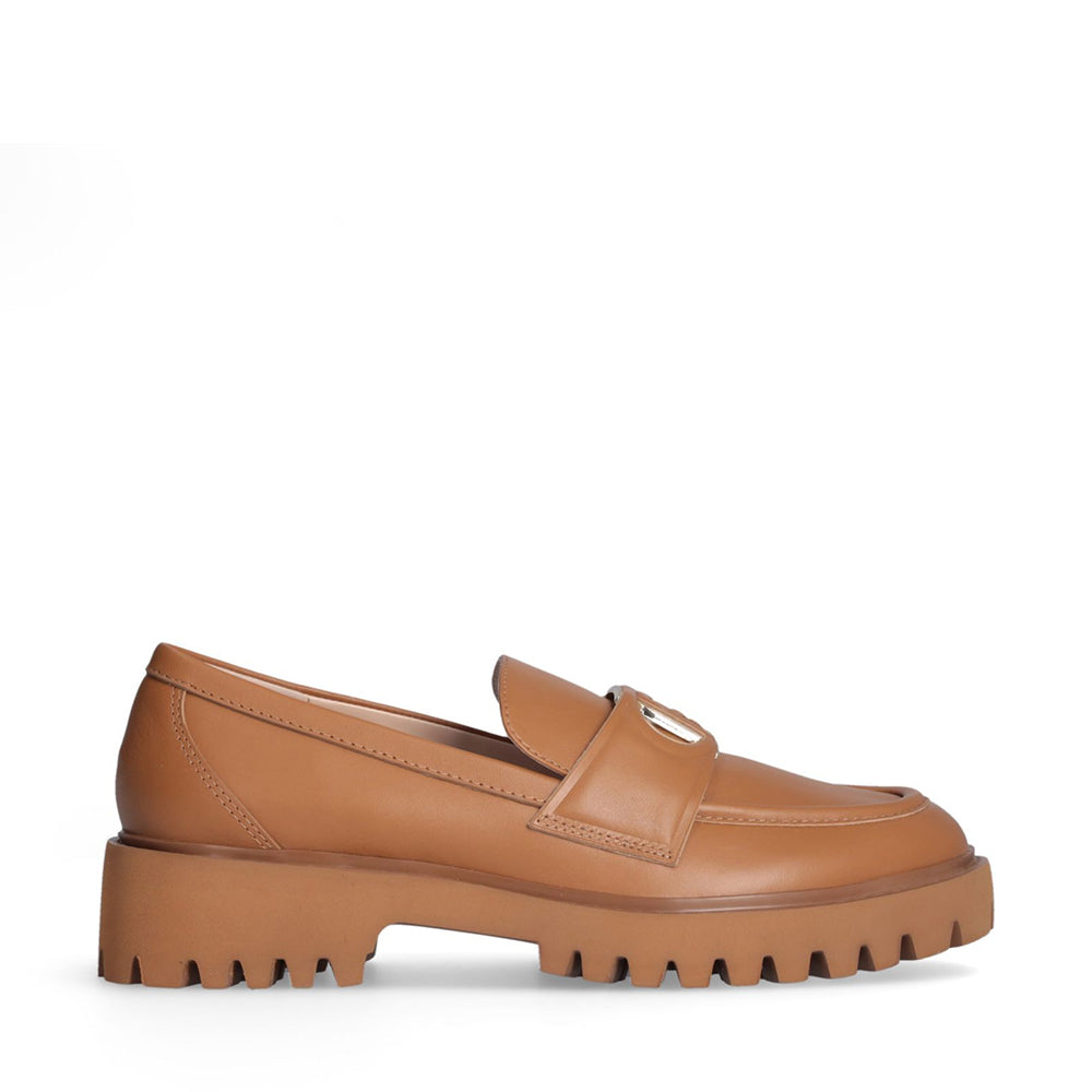 Mocassino Donnna LIU JO Cora 12 in Pelle color Cuoio con Maxi Logo