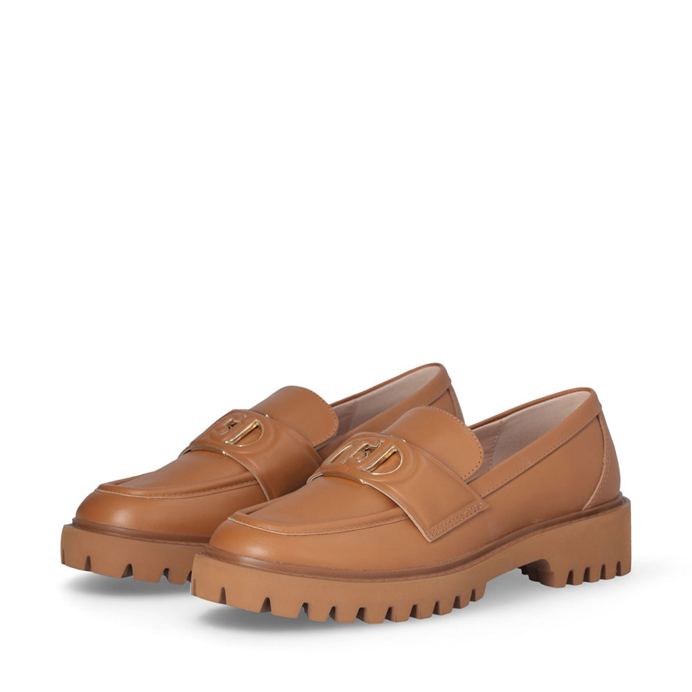 Mocassino Donnna LIU JO Cora 12 in Pelle color Cuoio con Maxi Logo