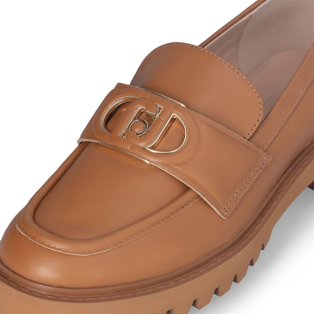 Mocassino Donnna LIU JO Cora 12 in Pelle color Cuoio con Maxi Logo