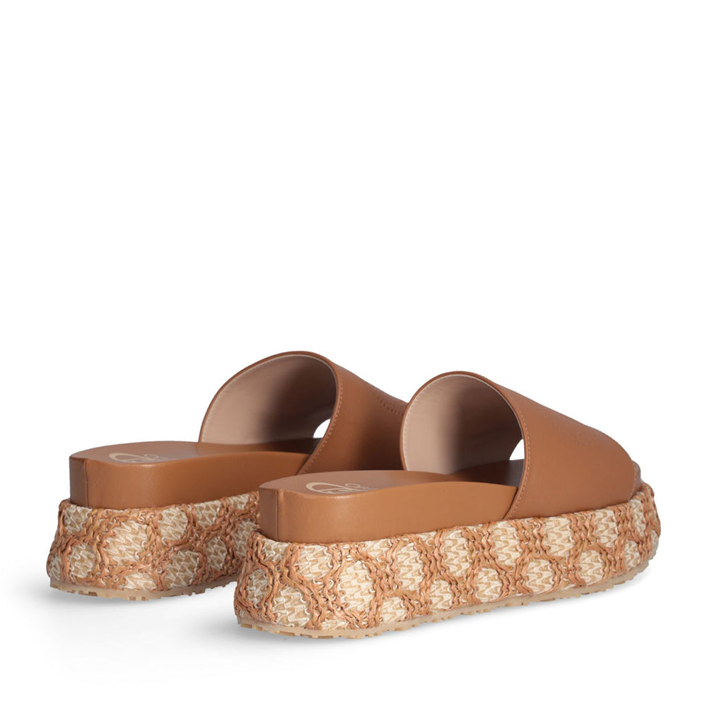 Ciabatte Platform LIU JO Frida 37 color Cuoio con Inserti in Rafia