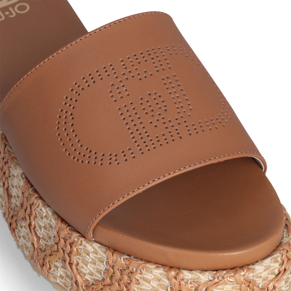 Ciabatte Platform LIU JO Frida 37 color Cuoio con Inserti in Rafia