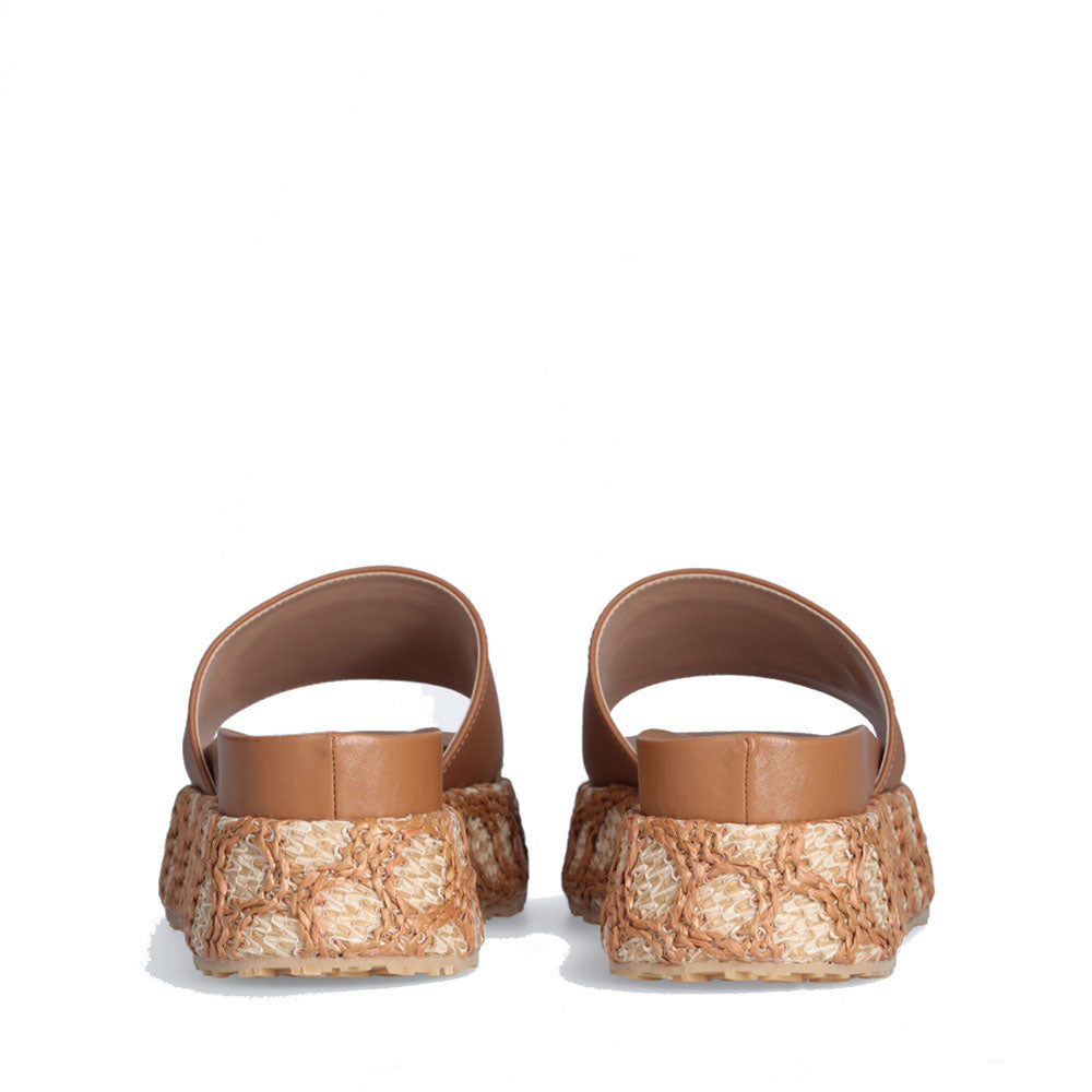 Ciabatte Platform LIU JO Frida 37 color Cuoio con Inserti in Rafia