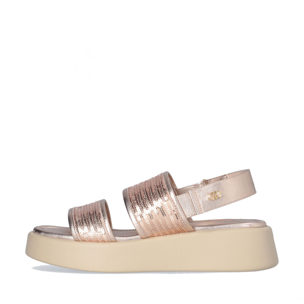 LIU JO Amber 01
Plateausandalen mit roségoldenen Pailletten