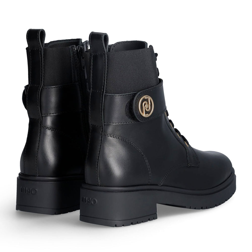 Anfibi Donna LIU JO New Nancy Eco 2-1 in Pelle Nera con Inserto Elastico