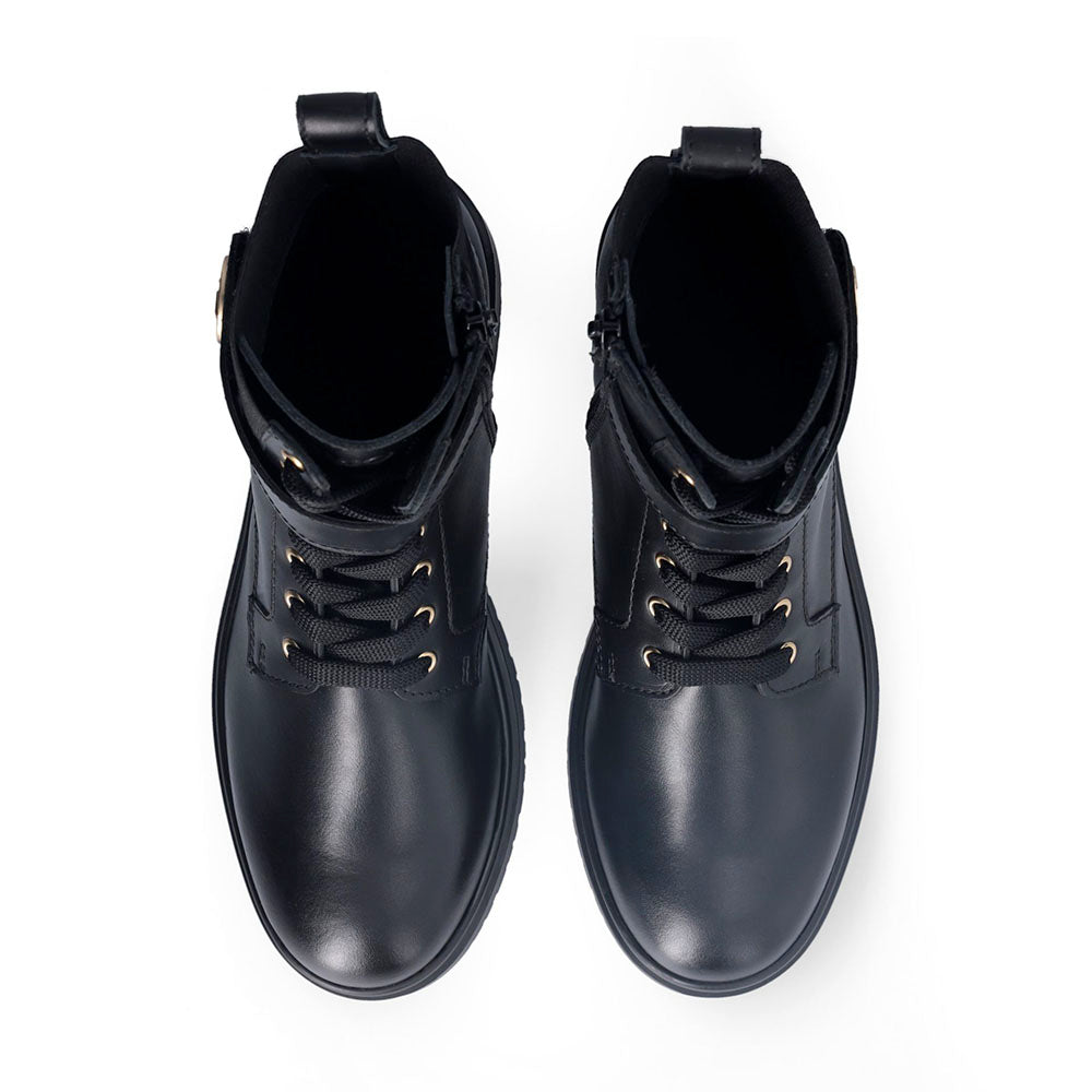 Anfibi Donna LIU JO New Nancy Eco 2-1 in Pelle Nera con Inserto Elastico