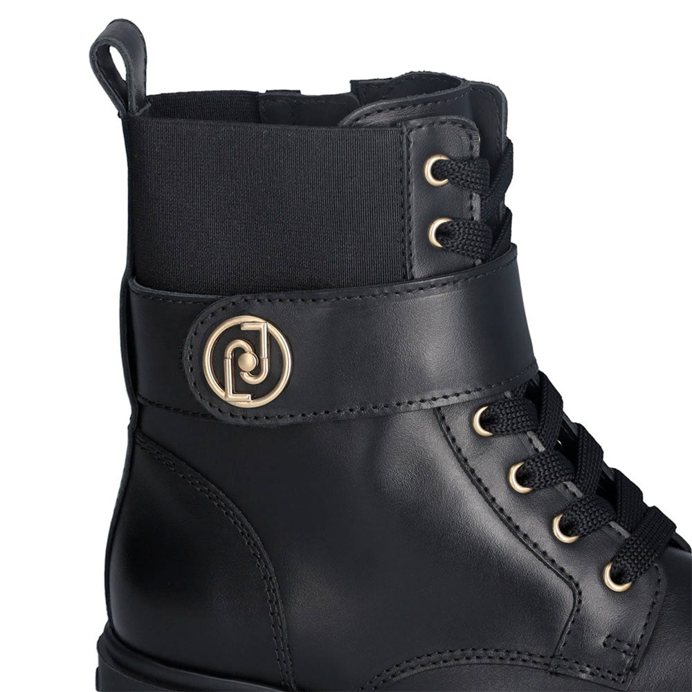Anfibi Donna LIU JO New Nancy Eco 2-1 in Pelle Nera con Inserto Elastico