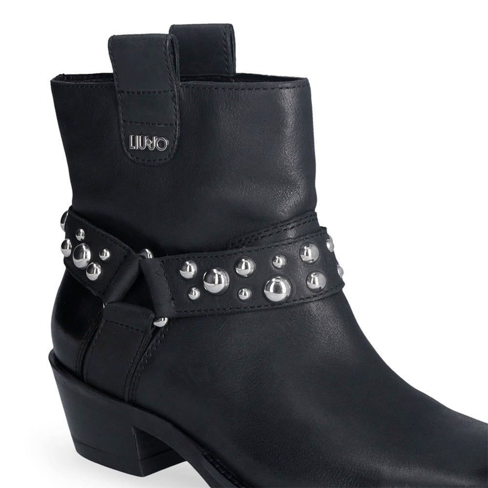 Stivaletti Texani Donna LIU JO Roxy 01 in Pelle Nera con Borchie