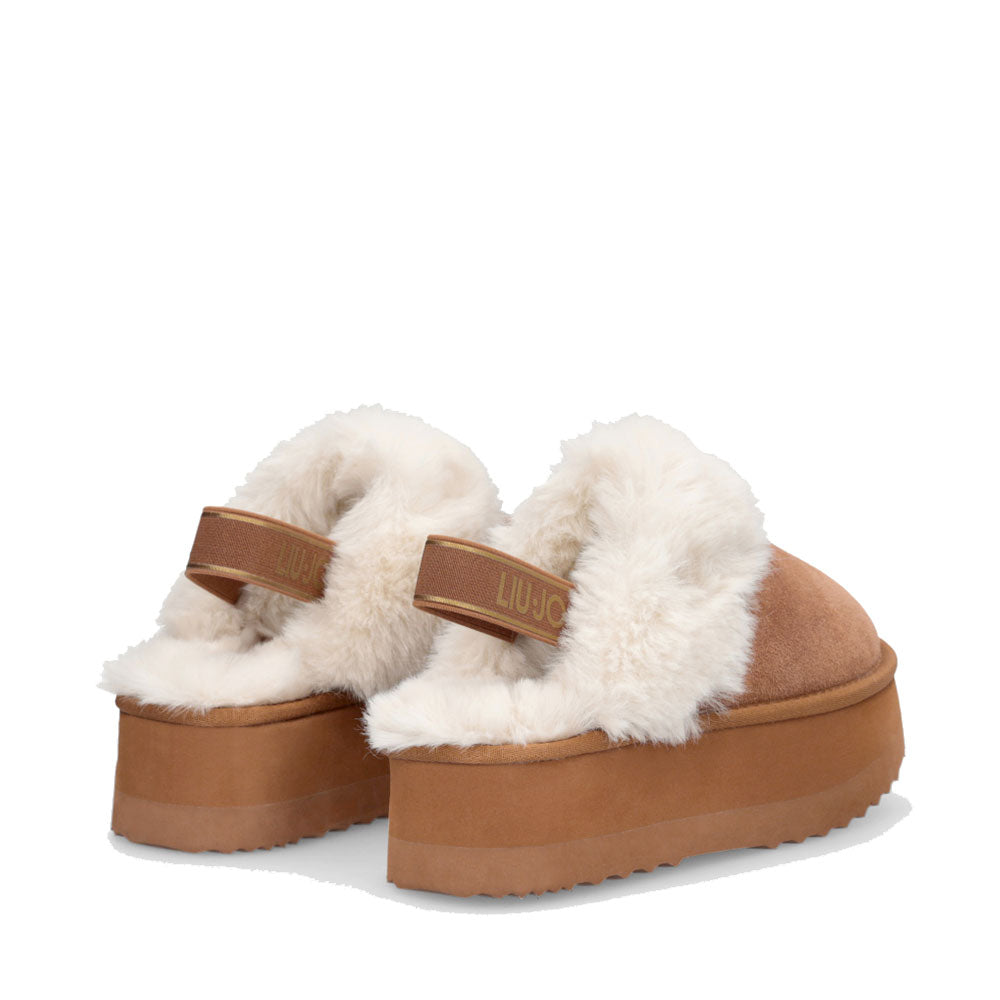 Sabot Platform Imbottiti LIU JO Jane 10 in Suede color Cognac