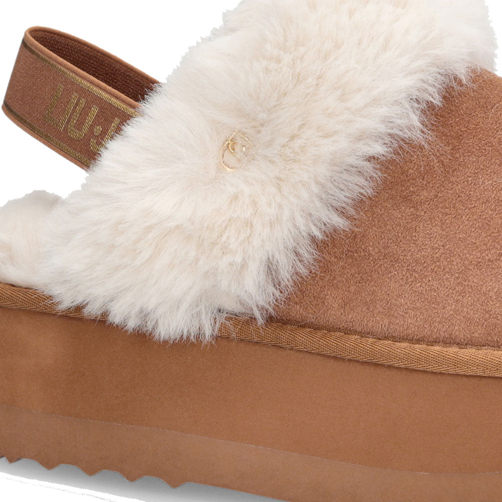 Sabot Platform Imbottiti LIU JO Jane 10 in Suede color Cognac