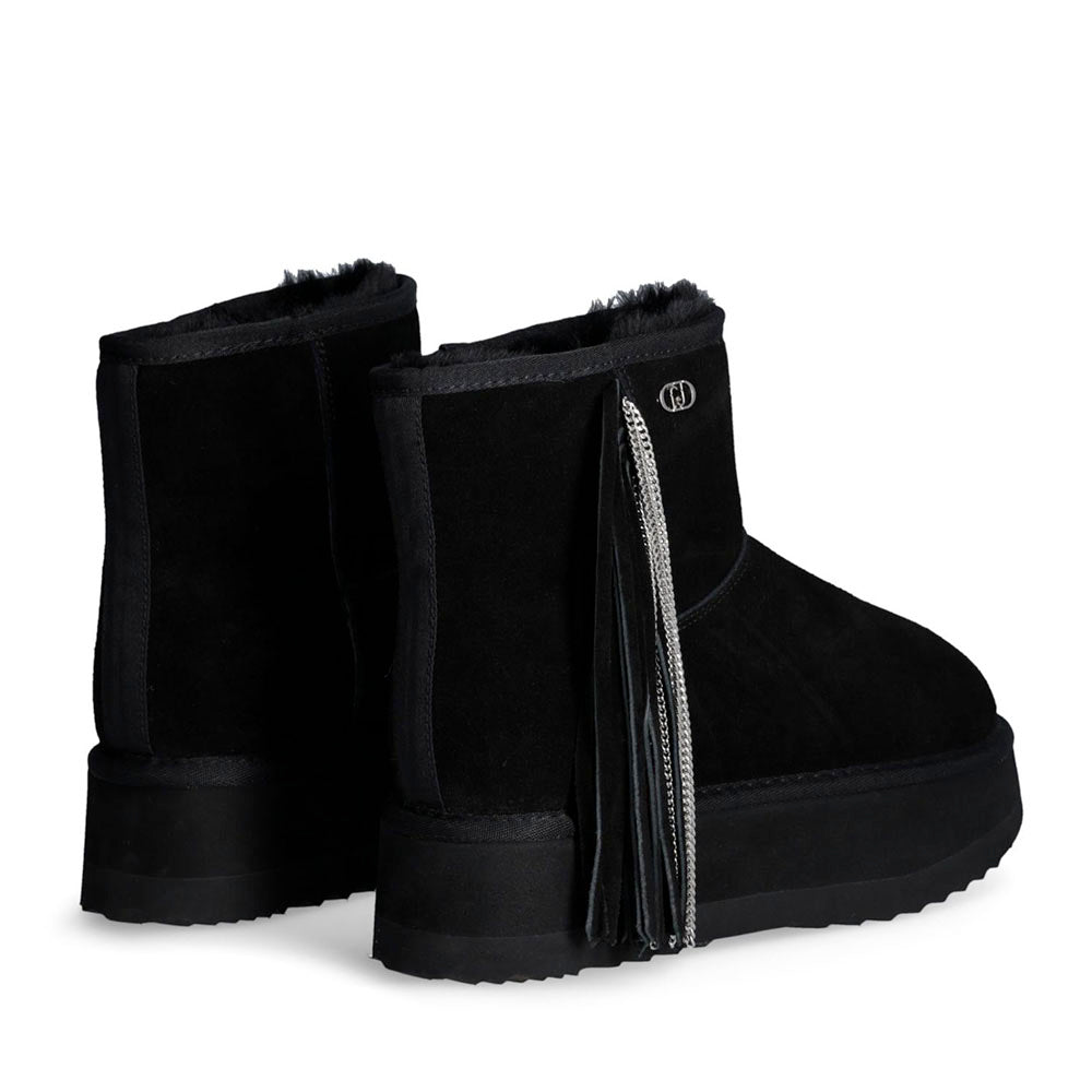 Stivaletti Donna Platform Imbottiti LIU JO Jane 09 in Suede Nero con Frange