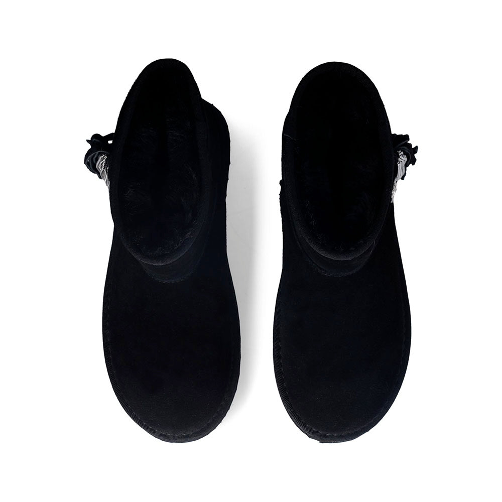 Stivaletti Donna Platform Imbottiti LIU JO Jane 09 in Suede Nero con Frange
