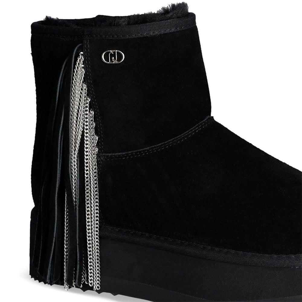Stivaletti Donna Platform Imbottiti LIU JO Jane 09 in Suede Nero con Frange