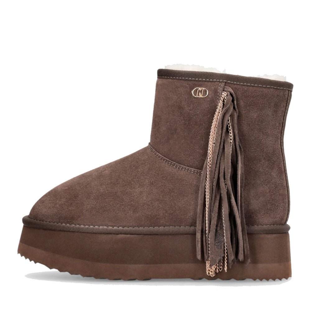 Stivaletti Donna Platform Imbottiti LIU JO Jane 09 in Suede color Ebano con Frange