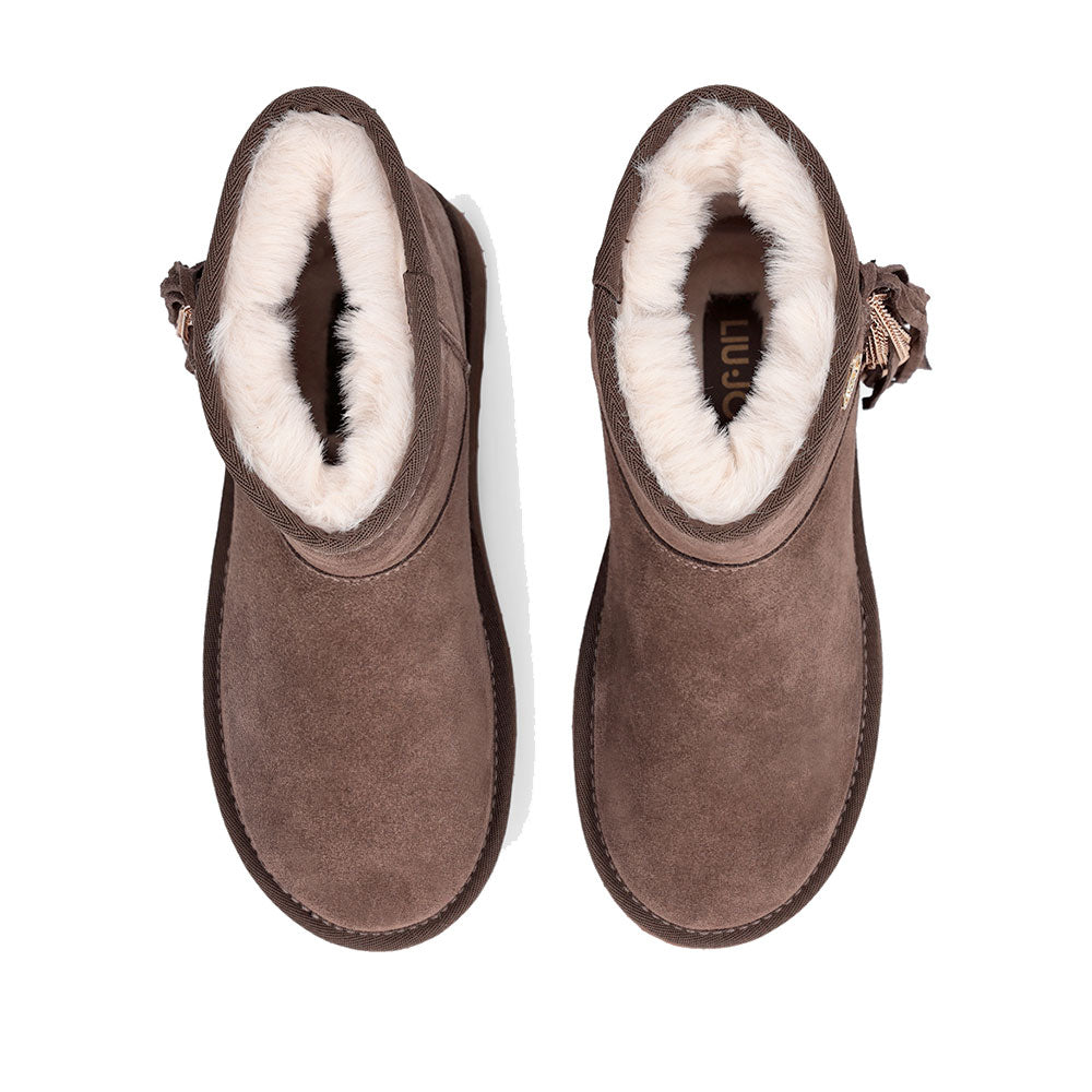 Stivaletti Donna Platform Imbottiti LIU JO Jane 09 in Suede color Ebano con Frange