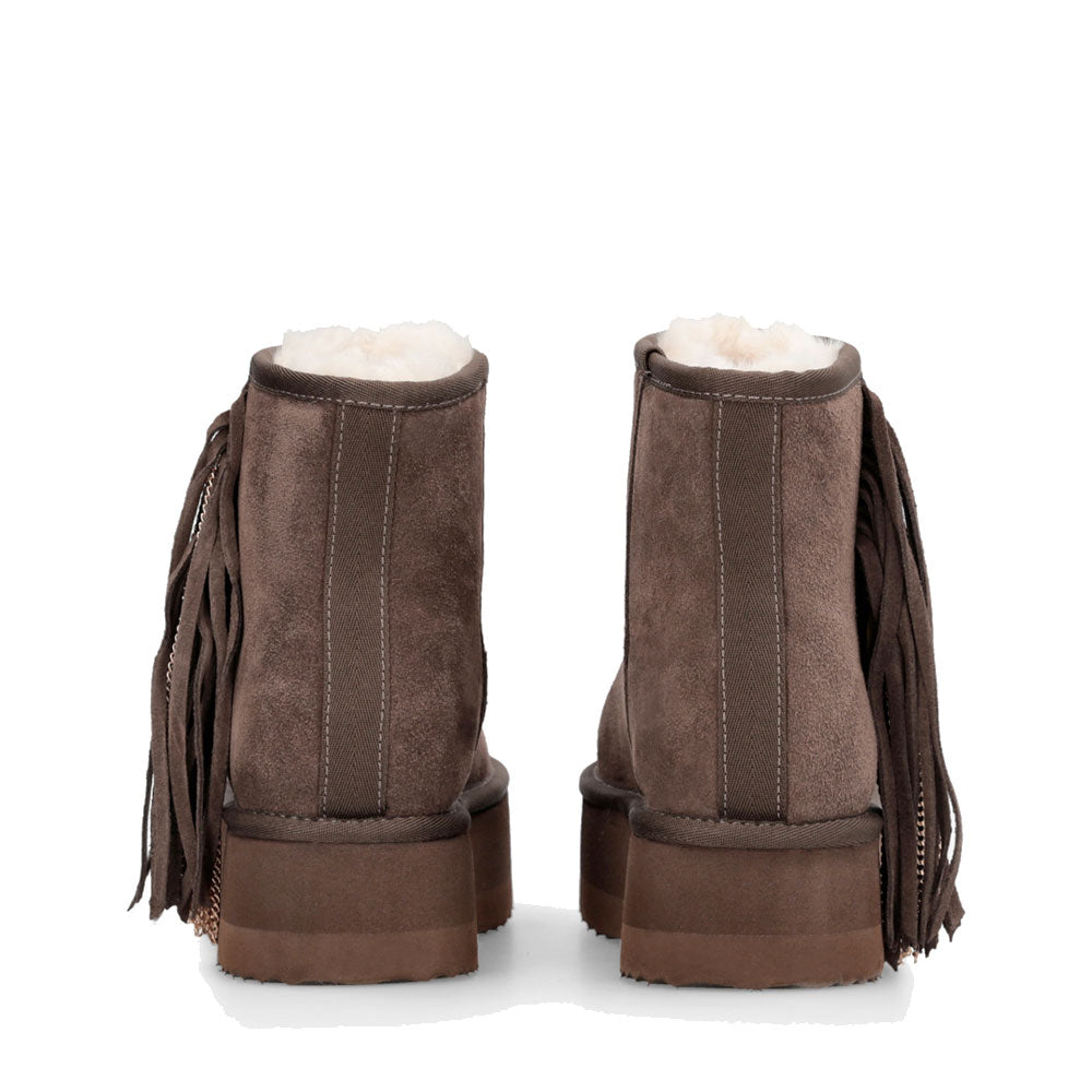 Stivaletti Donna Platform Imbottiti LIU JO Jane 09 in Suede color Ebano con Frange