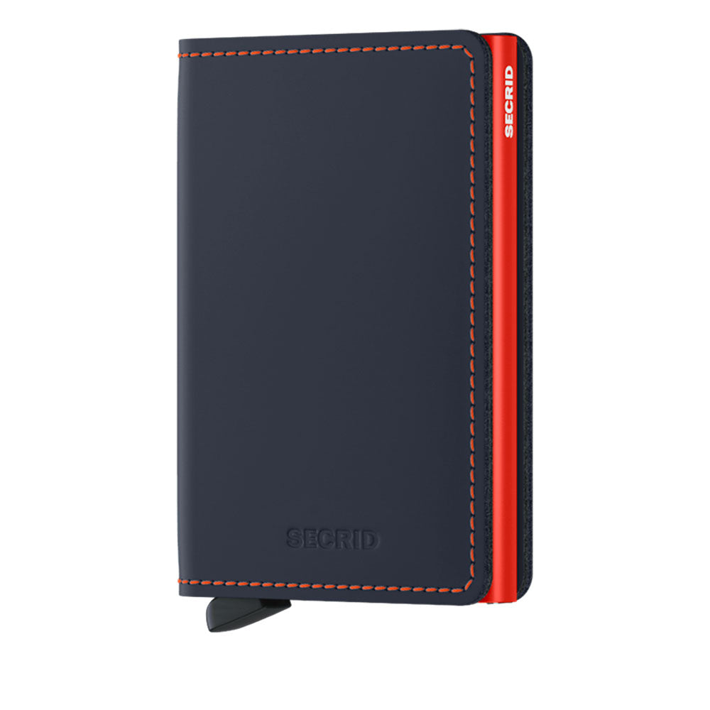Porta Carte SECRID linea Matte in Pelle color Nightblue & Orange con RFID
