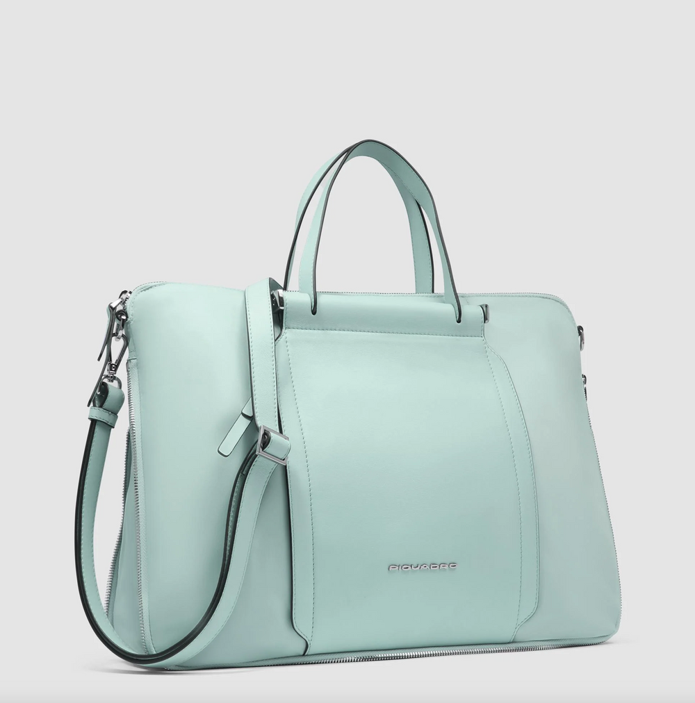 Borsa Donna da Lavoro PIQUADRO linea Circle in Pelle e Tessuto Verde - CA4021W92T