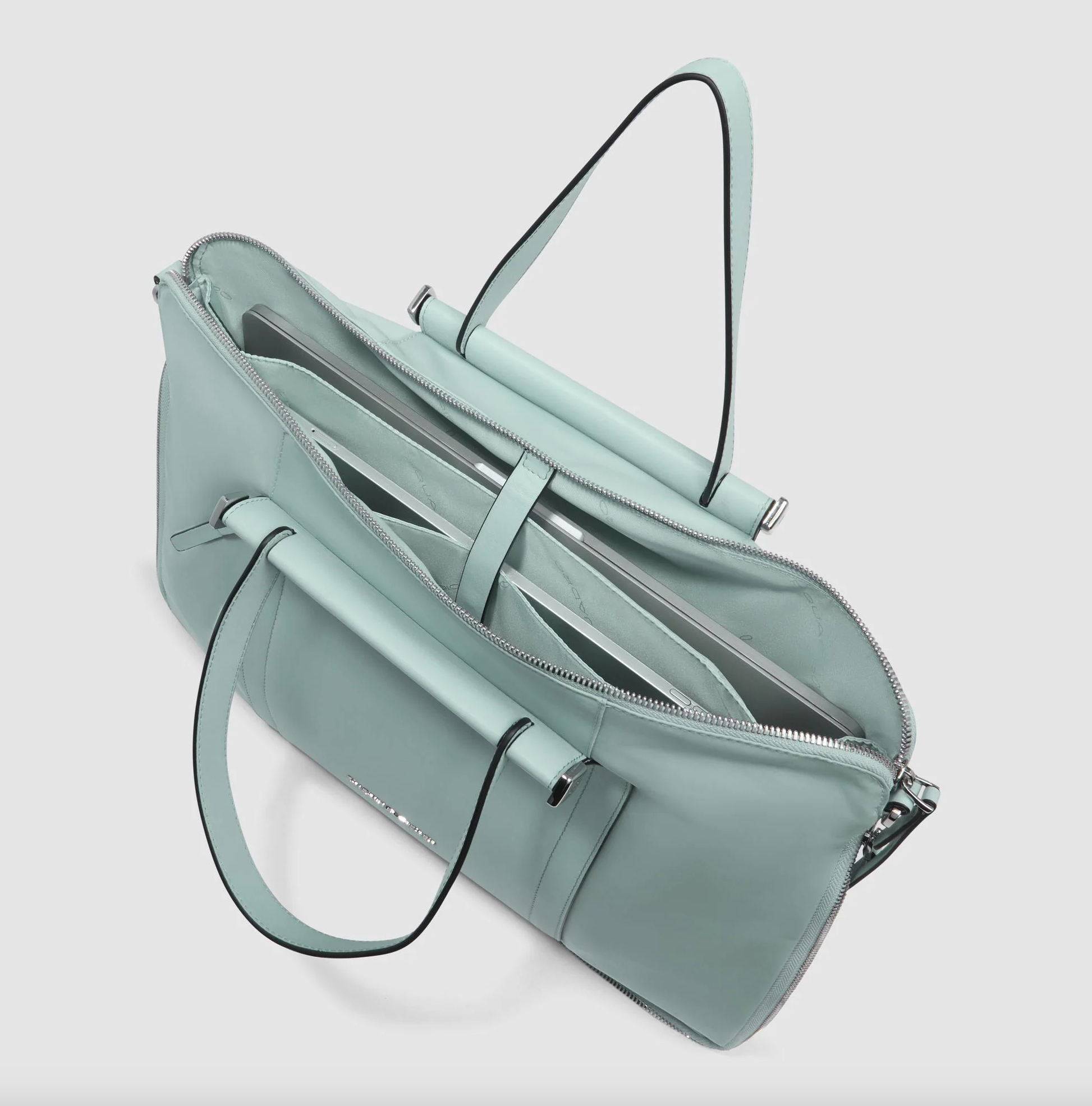 Borsa Donna da Lavoro PIQUADRO linea Circle in Pelle e Tessuto Verde - CA4021W92T