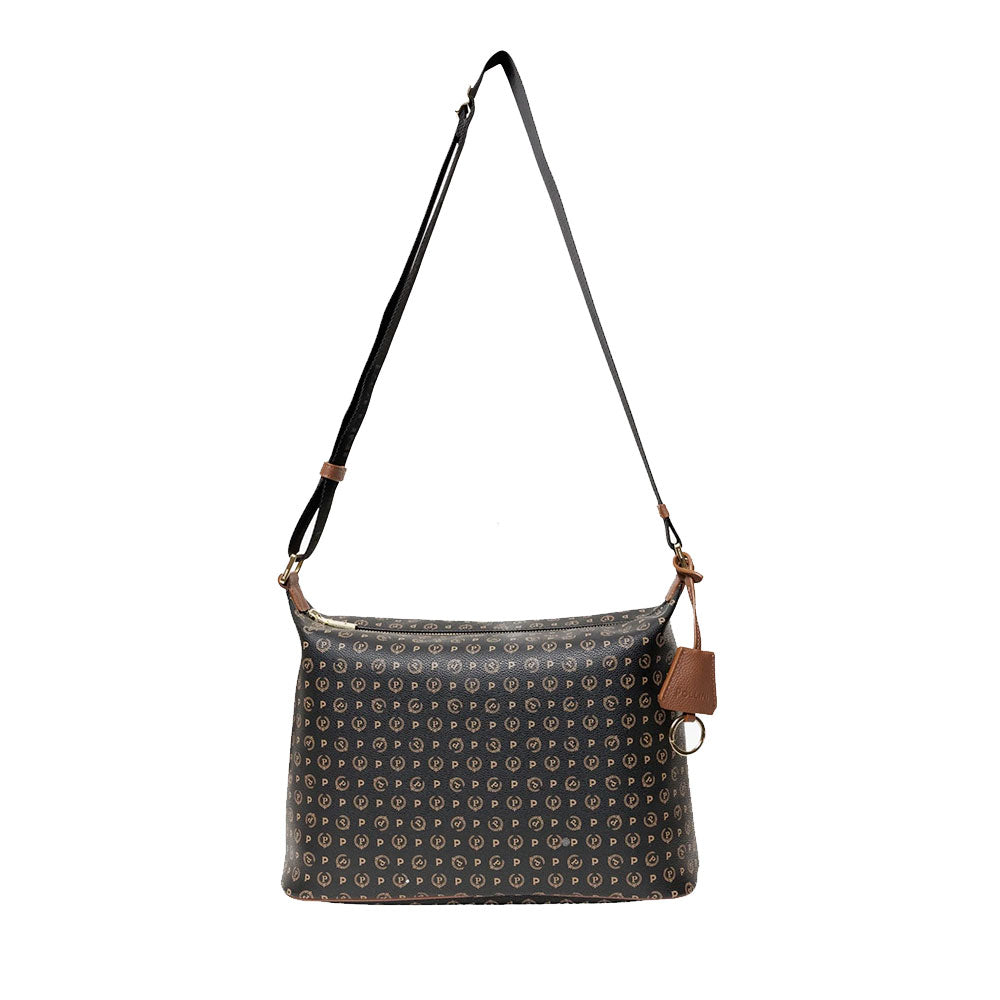 Borsa Donna a Spalla a Tracolla POLLINI linea Heritage Logo Classic Nero e Marrone