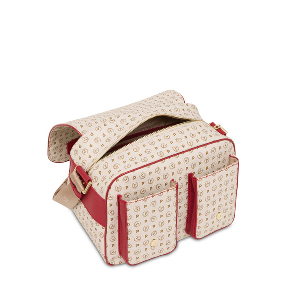 Borsa Donna Messenger Multitasche POLLINI Linea Heritage Logo Classic Avorio e Lacca