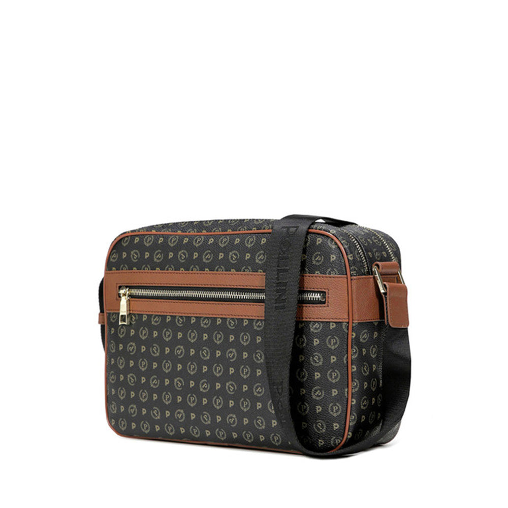 Borsa Donna Messenger POLLINI Linea Heritage Logo Classic Nero e Marrone