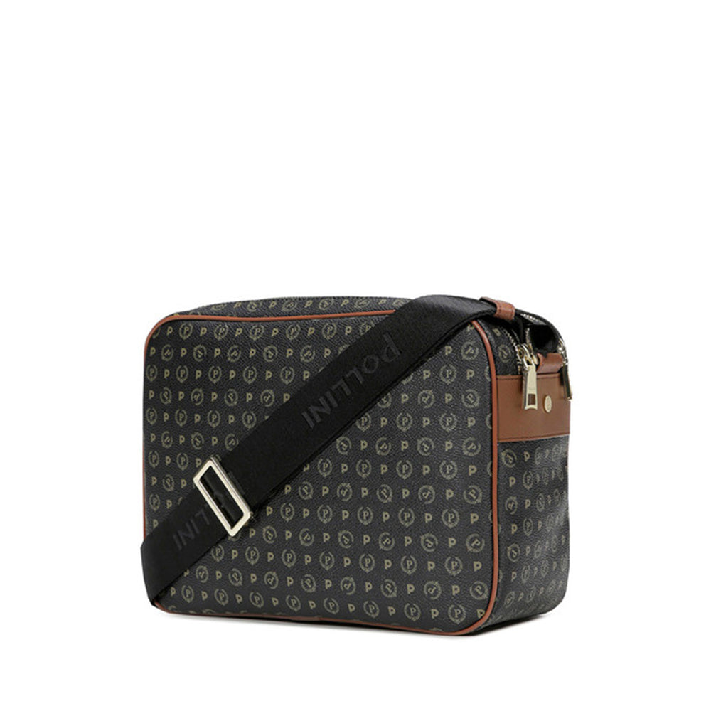 Borsa Donna Messenger POLLINI Linea Heritage Logo Classic Nero e Marrone