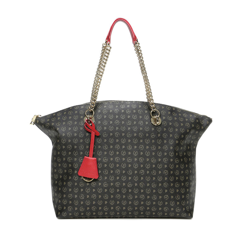 Shopping Bag POLLINI Linea Heritage Logo Classic Nero e Lacca