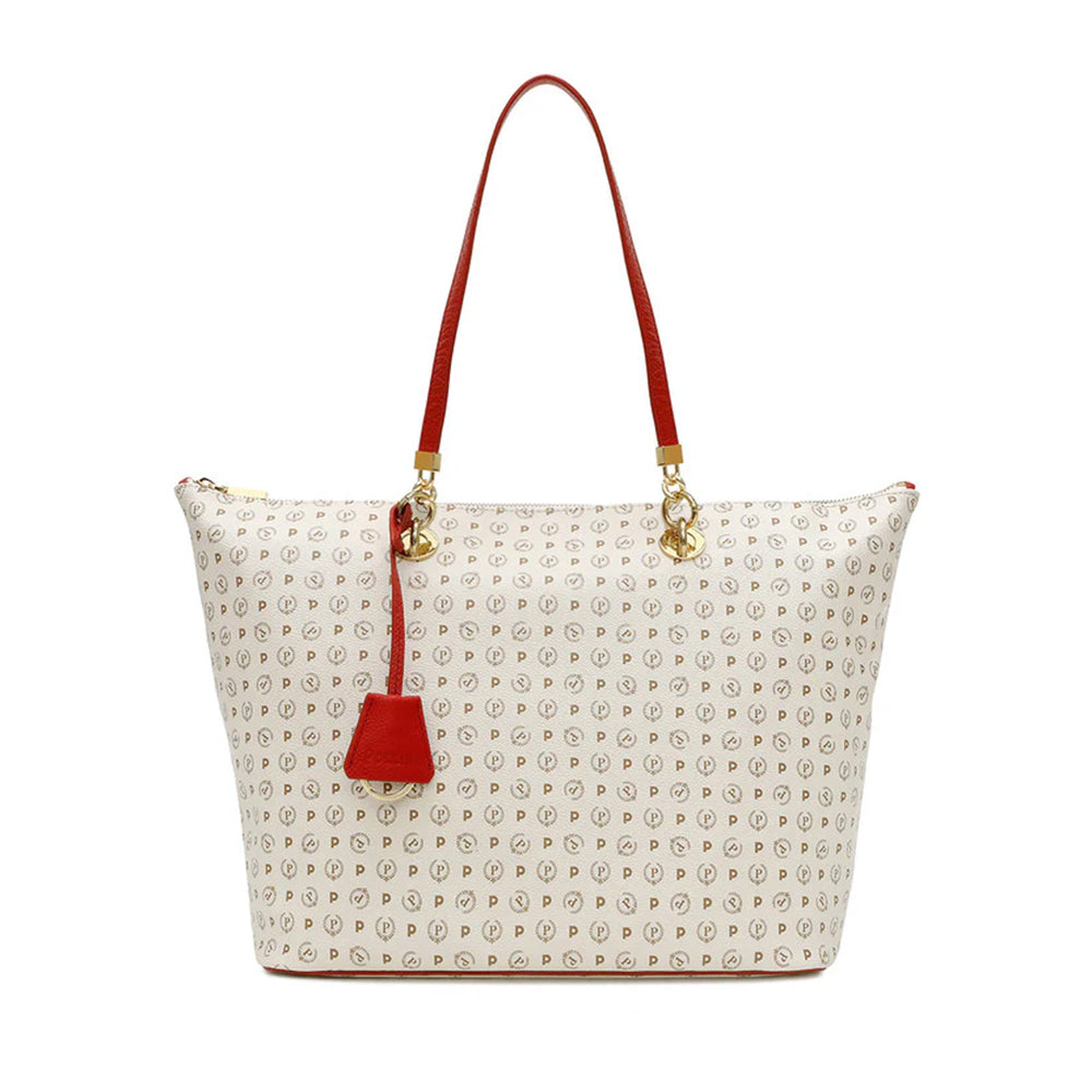 Shopping Bag Donna POLLINI linea Heritage Logo Classic Avorio e Lacca